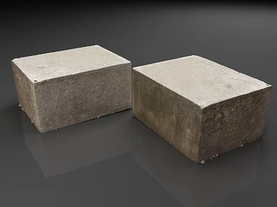 Gray Wood Stone Blocks With Rough Textured Surface And Reflection On Smooth Background 3d model