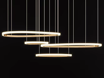 Modern metal ring chandelier 3d model