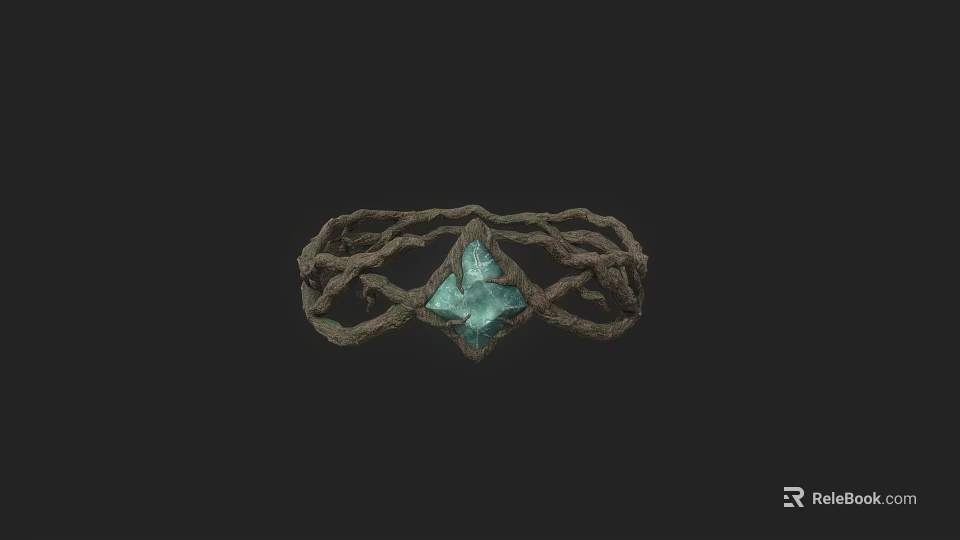 Intricate Twisted Weapon Featuring Central Teal Gem And Forged Metal Structure 3d model 