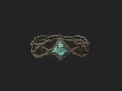 Intricate Twisted Weapon Featuring Central Teal Gem And Forged Metal Structure 3d model