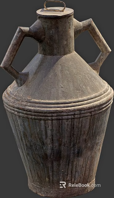 Handcrafted Earth Toned Ceramic Vessel With Two Handles And Textured Surface 3d model 