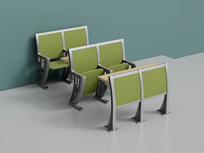 Green Table And Chair Set With Metal Frame And Wooden Tabletop For Modern Office 3d model