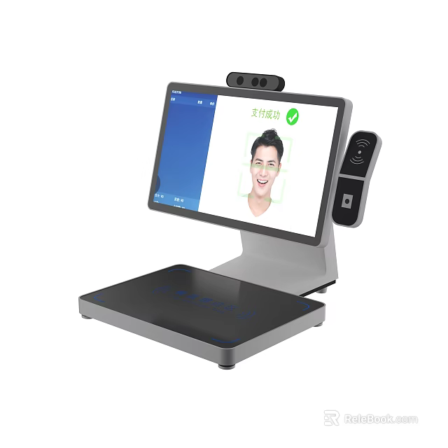 Smart Commercial POS Terminal With Facial Recognition Touch Screen And Camera Scanner 3d model 