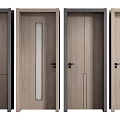 Modern Interior Hinged Doors Featuring Wooden Gray Panel And Line Pattern Designs 3d model