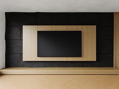 TV background wall rubble stone background wall cultural stone background wall solid wood TV cabinet wood veneer background wall model