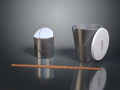Stainless Steel Containers With Lids And Wooden Chopsticks For Daily Use 3d model