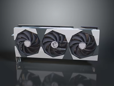 High Performance Graphics Card with Three Fans Efficient Cooling White Black Design for Desktop PC 3d model