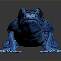 Blue Frog Stuffed Plush Toy With Black Spots And Blue Limbs On Dark Background