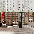 Modern Tobacco and Liquor Store Interior with Shelves Wine Displays TV Screen and Seating Area