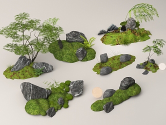 Modern courtyard sketch plant combination plant landscaping plant pile landscape stone micro terrain 3d model