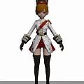Woman in Military Style White Red Uniform With Hat Gloves And Long Boots