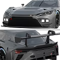 High Performance Race Car With Aerodynamic Design And Rear Spoiler From Multiple Angles