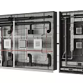 Detailed Complex Industrial Pipe Network Layout On Concrete Wall Structure