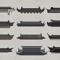 Chinese-style Eaves Ancient Building Eaves Line Eaves Tile Ridge Roof Building Components 3d model