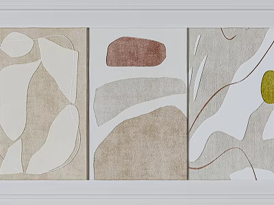 Modern Abstract Geometric Square Rug With Soft Beige Brown White Green Tones 3d model