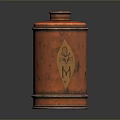 Vintage Copper Storage Jar With Decorative Design And Engraved Letter M