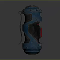 Futuristic Blue Handheld Weapon With Red Component And Tactical Metallic Design