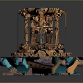 Detailed Garden Ornament With Multilayer Design And Blue Brown Decorative Elements