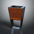 Modern Minimalist Planter With Wooden Slats And Metal Frame Ring Base Design