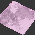 Detailed 3D Square Topographic Terrain Model Showcasing Mountain Ranges And Valleys