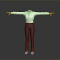 Man With Arms Outstretched In White Shirt Black Pants Black Shoes On Gray Background