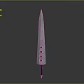 Sharp Metal Weapon Knife With Long Black Handle And Perforated Blade Design