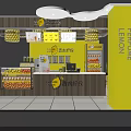 Nanyang Milk Tea Shop Featuring Bright Yellow Decor Fresh Fruit Display and Drink Counter