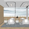 Elegant Modern Hospital Outpatient Clinic Interior Design With Comfortable Seats Medical Equipment And Landscape Murals