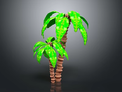 Realistic 3D Palm Trees With Lush Green Leaves And Textured Trunks 3d model
