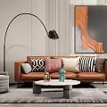 Modern Sofa Coffee Table Combination Leather Sofa Coffee Table Combination 3d model
