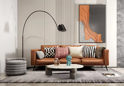 Modern Sofa Coffee Table Combination Leather Sofa Coffee Table Combination 3d model