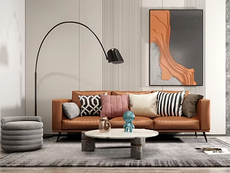 Modern Sofa Coffee Table Combination Leather Sofa Coffee Table Combination 3d model