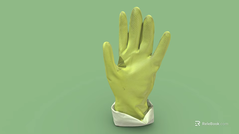 Stylish Yellow Fashion Gloves with White Cuffs for Modern Wardrobe Accessory Piece 3d model 