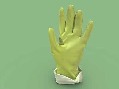 Stylish Yellow Fashion Gloves with White Cuffs for Modern Wardrobe Accessory Piece 3d model