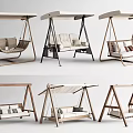 Outdoor Swing Chairs With Various Designs Wooden Frames And Cushioned Seats