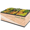 Wooden Fresh Box Display Case with Assorted Fresh Fruits Lemons Watermelons and Grapes