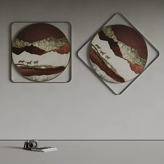 handed down decorative painting combination circular decorative painting camera ornaments 3d model