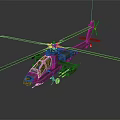 Military Attack Helicopter with Green Airframe Rotors Weapons Cockpit and Design Features