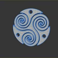 Intricate Silver Circular Metal Decorative Component With Spiral Patterns And Holes 3d model
