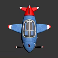 Blue Space Aircraft Model Featuring Shark Mouth Design Transparent Cockpit Propeller Red White Tail Wheels