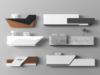 Modern Reception Desk Designs With Various Styles And Materials For Office Interior 3d model