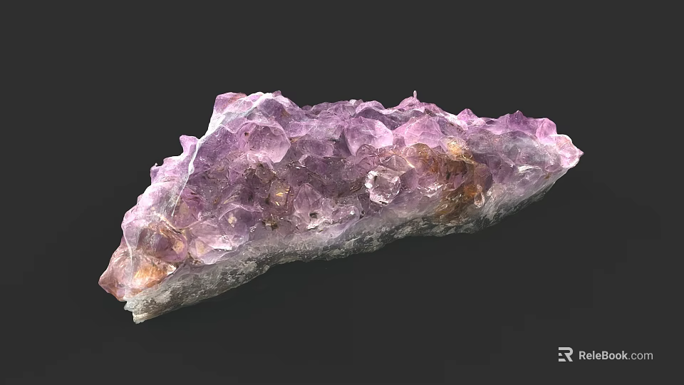 Natural Purple Amethyst Cluster Jewelry Piece With Raw Crystal Texture And Sparkling Surface 3d model 