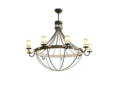 Modern Metal Frame Chandelier With Circular Design And Multiple Glass Shades 3d model