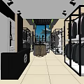 Modern Clothing Store Interior With Spacious Layout Clothing Racks Suits And Display Counter