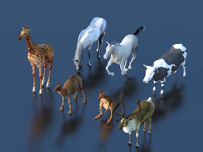 Horse, cattle, livestock, poultry, animal combination, birds and animals 3d model