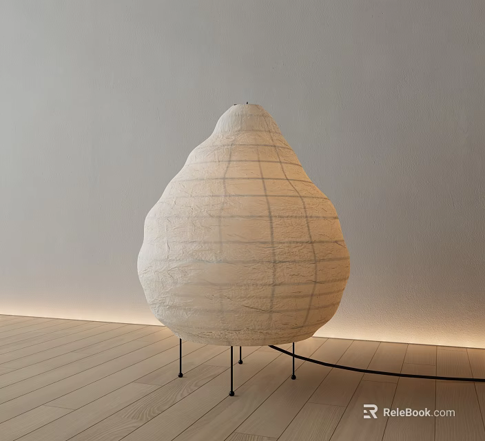 Modern White Floor Lamp With Woven Grid Shade And Black Metal Stand 3d model 