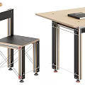 Modern Dining Chair With Wooden Seat Metal Frame And Modular Design Alongside Table