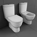 Modern White Toilets In Bathroom With Gray Tile Wall And Floor