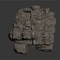 Natural Cave Interior With Rough Rock Walls Wooden Pole And Scattered Stone Blocks