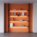 Modern Glass Bookshelf Book Ornaments Combination 3d model